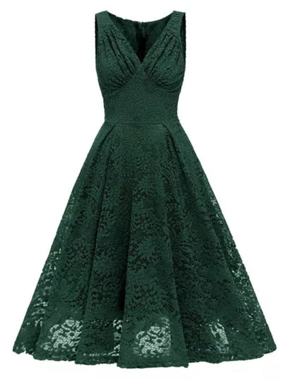Haftowana Sukienka Vintage Zielona