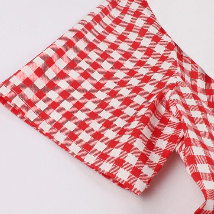 Czerwona Sukienka Vintage W Kratkę