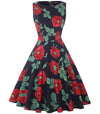 Sukienka Vintage Chic Retro Granatowe Kwiaty