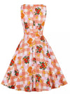 Kwiecista Różowa Sukienka Vintage Z Okrągłym Dekoltem