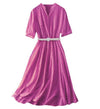 Sukienka Vintage Z Dekoltem W Szpic W Kolorze Fuksji