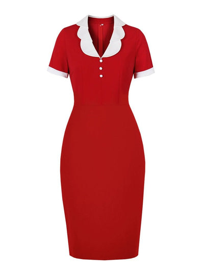Czerwona Ołówkowa Sukienka W Stylu Vintage