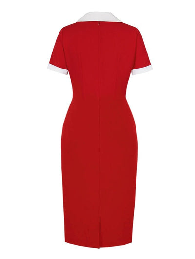Czerwona Ołówkowa Sukienka W Stylu Vintage