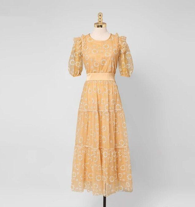 Pomarańczowa Jakościowa Sukienka Vintage