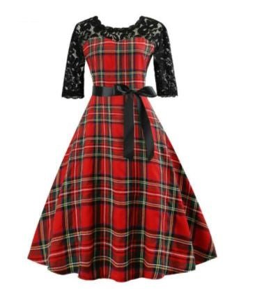 Koronkowa Sukienka Vintage W Kratę