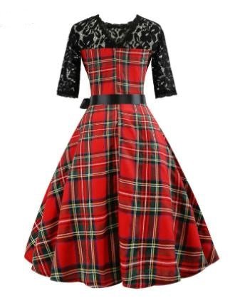 Koronkowa Sukienka Vintage W Kratę