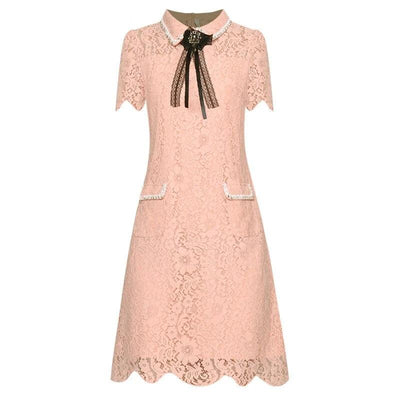 Różowa Koronkowa Sukienka Vintage