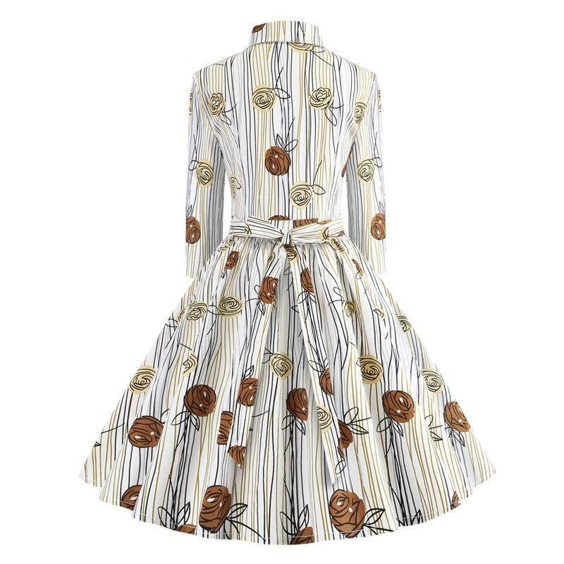 Vintage Dress Rysunek Długie Rękawy