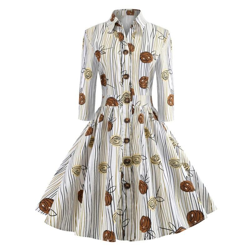 Vintage Dress Rysunek Długie Rękawy