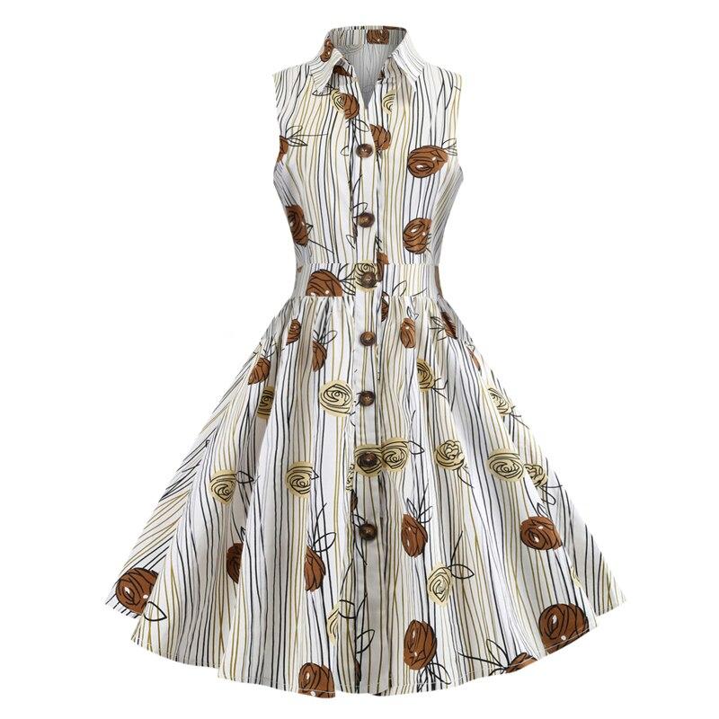Sukienka W Stylu Vintage Bez Rękawów