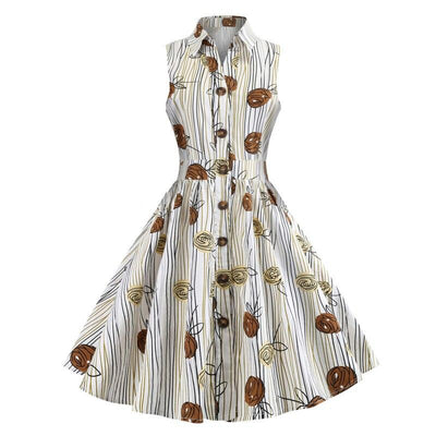 Sukienka W Stylu Vintage Bez Rękawów