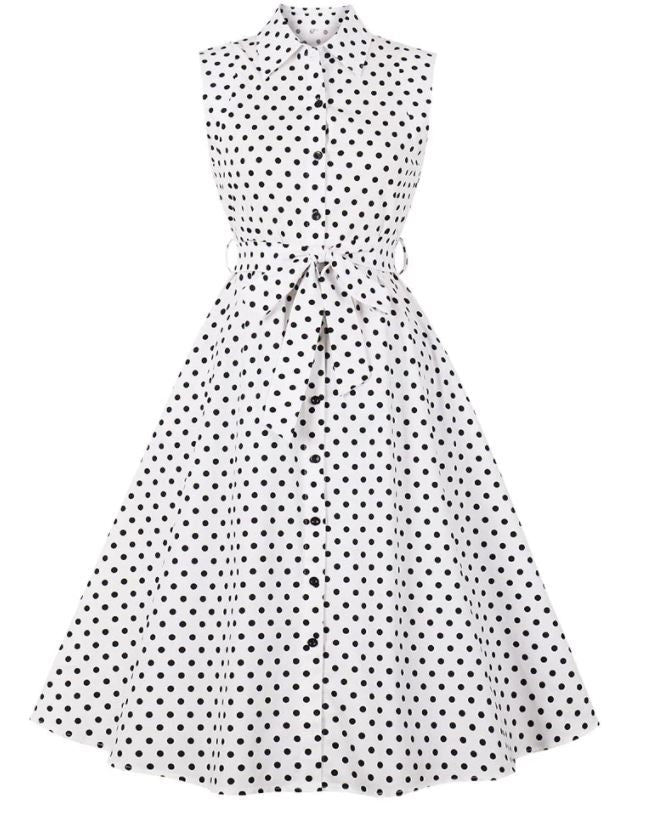 Damska Czarno-Biała Sukienka Vintage