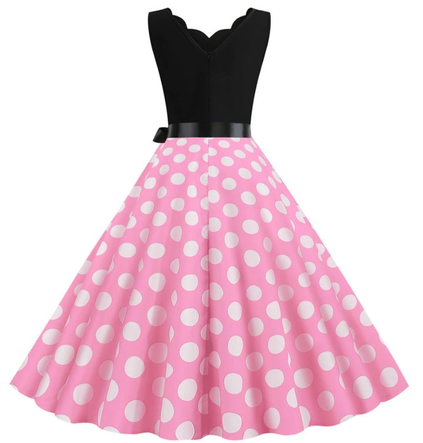 Damska Sukienka W Stylu Vintage  Różowy