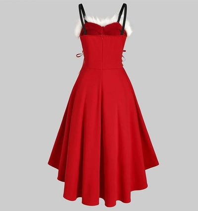 Sukienka Vintage Z Czerwonego Futra