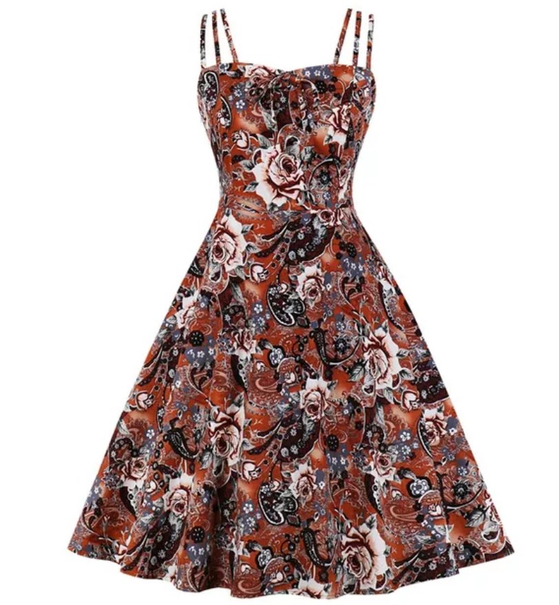 Kawowa Biała Sukienka Vintage Plus Size