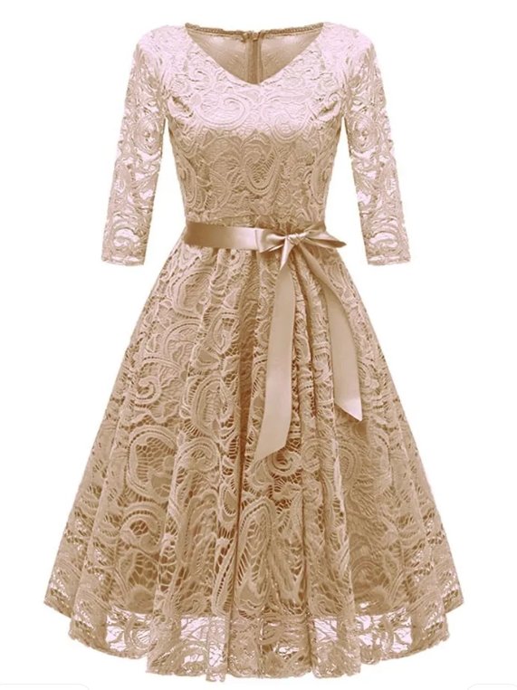 Żółta Koronkowa Sukienka Vintage Plus Size