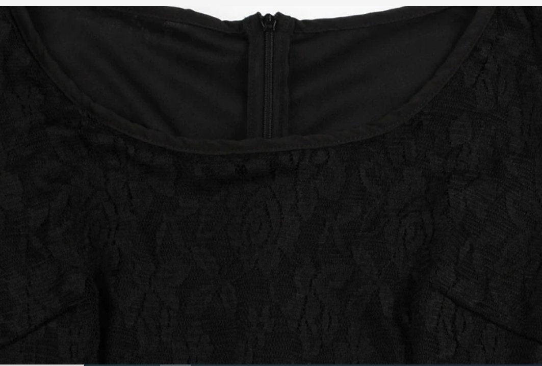 Czarna Koronkowa Sukienka Vintage Plus Size