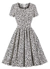 Biała Sukienka Vintage Plus Size Z Wysokim Stanem