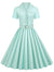 Turkusowa Sukienka Vintage Plus Size Z Wysokim Stanem