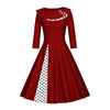 Bordowa Zimowa Sukienka Vintage Plus Size