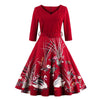 Czerwona Sukienka Vintage Plus Size Z Długim Rękawem