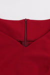 Czerwona Sukienka Vintage Plus Size Z Długim Rękawem