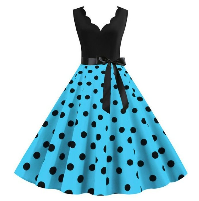 Niebieska Sukienka Vintage Plus Size