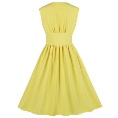 Żółta Pastelowa Sukienka Vintage Plus Size