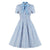 Niebieska Sukienka Vintage Plus Size W Paski