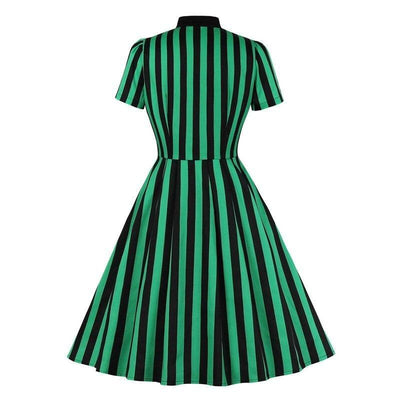 Zielona Sukienka W Paski W Dużych Rozmiarach W Stylu Vintage
