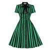 Zielona Sukienka W Paski W Dużych Rozmiarach W Stylu Vintage