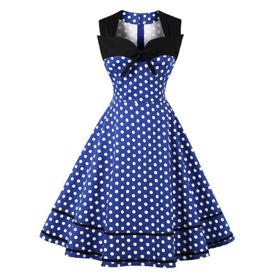 Niebieska Sukienka Retro W Stylu Vintage Plus Size