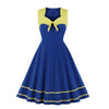Żółta Niebieska Sukienka Retro Plus Size Vintage
