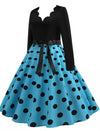 Niebieska Sukienka Vintage Rockabilly W Kropki Plus Size