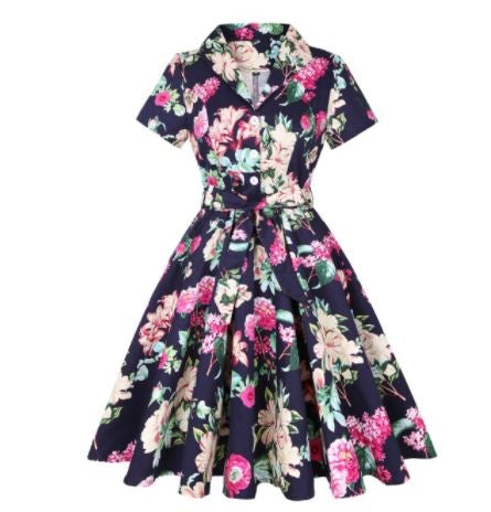 Sukienka Rockabilly Plus Size Vintage W Kwiaty