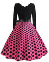 Różowa Sukienka Rockabilly Plus Size W Stylu Vintage W Kropki