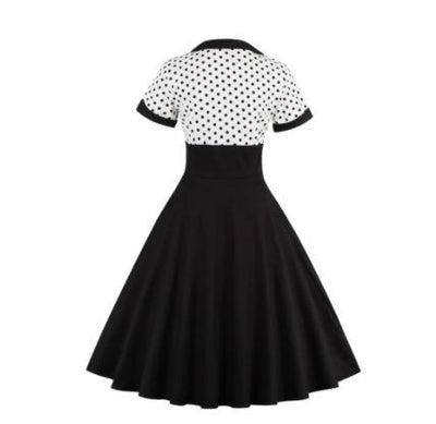 Czarna Biała Sukienka Vintage W Rozmiarze Plus Size