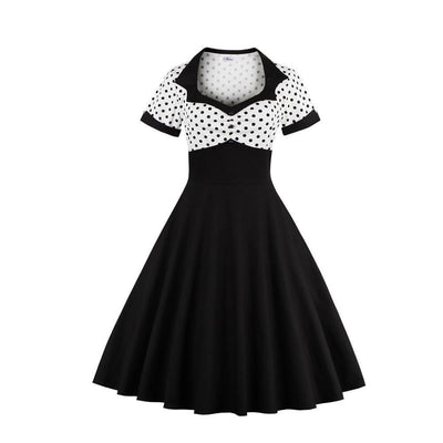 Czarna Biała Sukienka Vintage W Rozmiarze Plus Size