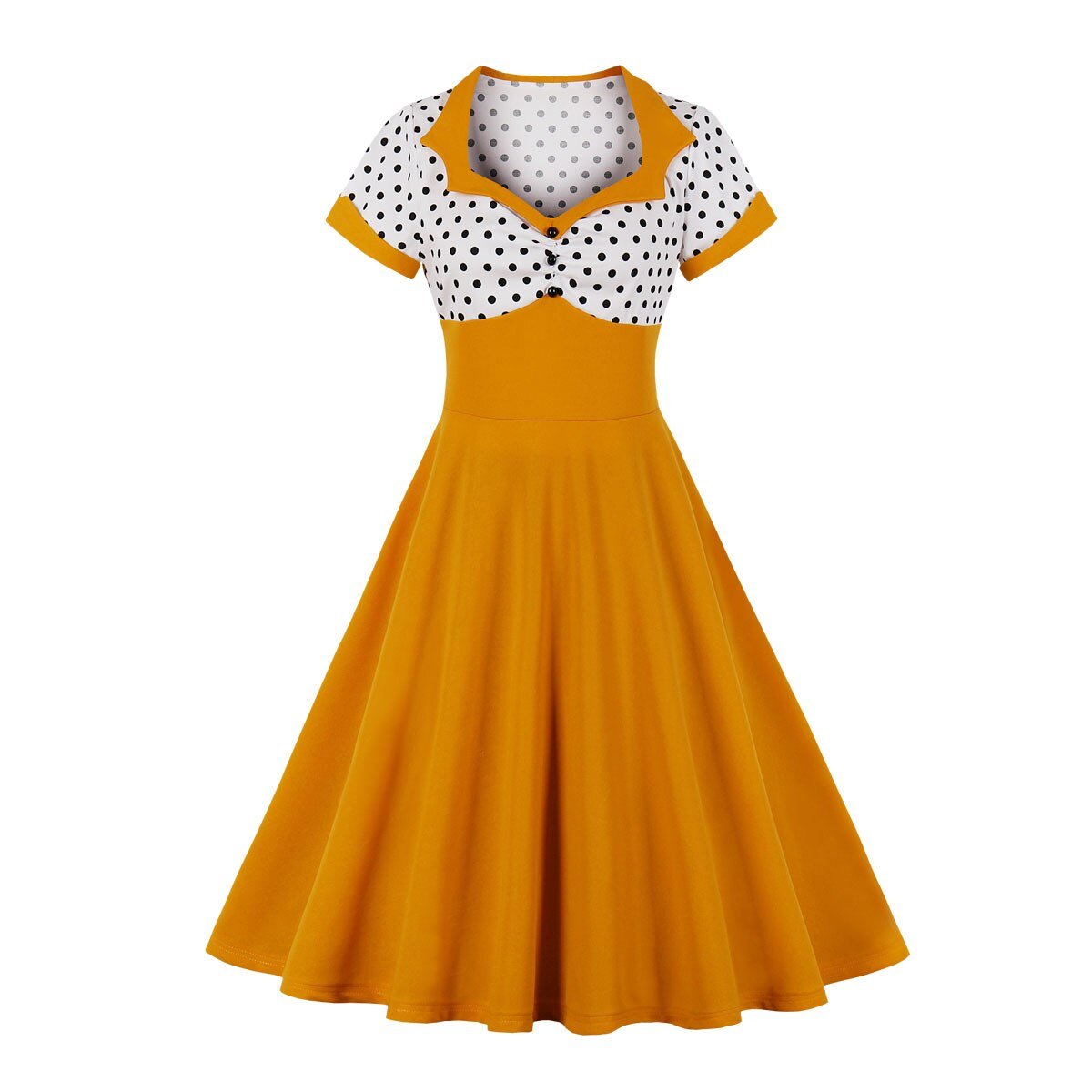 Pomarańczowo-Biała Rozkloszowana Sukienka Vintage Plus Size