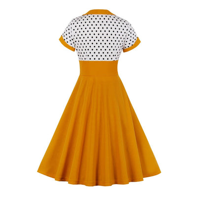 Pomarańczowo-Biała Rozkloszowana Sukienka Vintage Plus Size