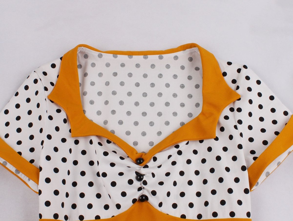 Pomarańczowo-Biała Rozkloszowana Sukienka Vintage Plus Size