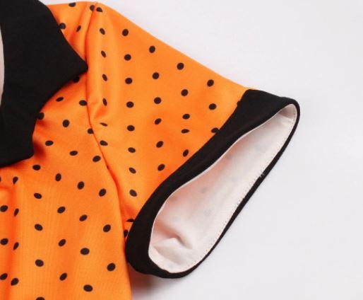 Pomarańczowa Czarna Rozkloszowana Sukienka Vintage Plus Size