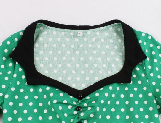 Plus Rozmiar Vintage Swing Sukienka Zielona Czarna