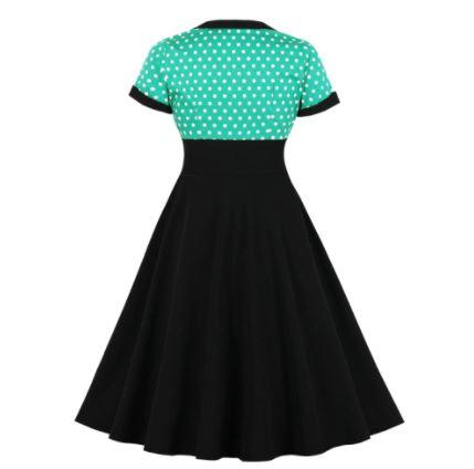 Plus Rozmiar Vintage Swing Sukienka Zielona Czarna