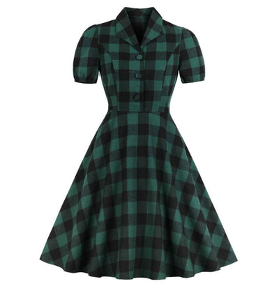 Zielona Sukienka Vintage Plus Size W Kratę