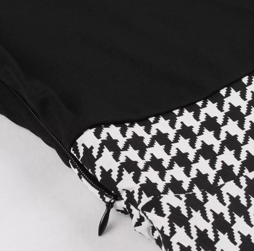 Szara Sukienka W Kratę Vintage