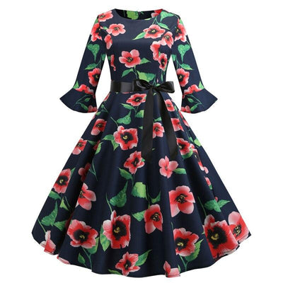 Czarna Zimowa Sukienka Vintage W Maki