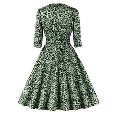 Zielona Sukienka Vintage W Panterkę