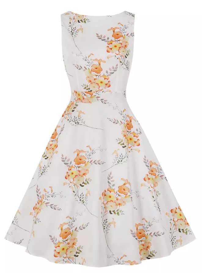 Biała Długa Sukienka Vintage Z Lat 50