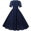 Niebieska Długa Sukienka Vintage Z Lat 50